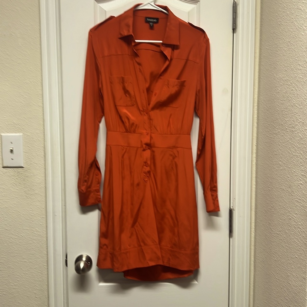 Bebe Orange Satin Dress